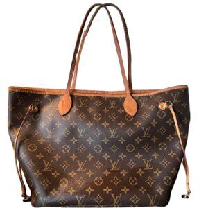 Authentic 2022 Used Neverfull MM (Cerise Red) with Receipt -Microchipped